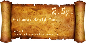 Reisman Szalóme névjegykártya